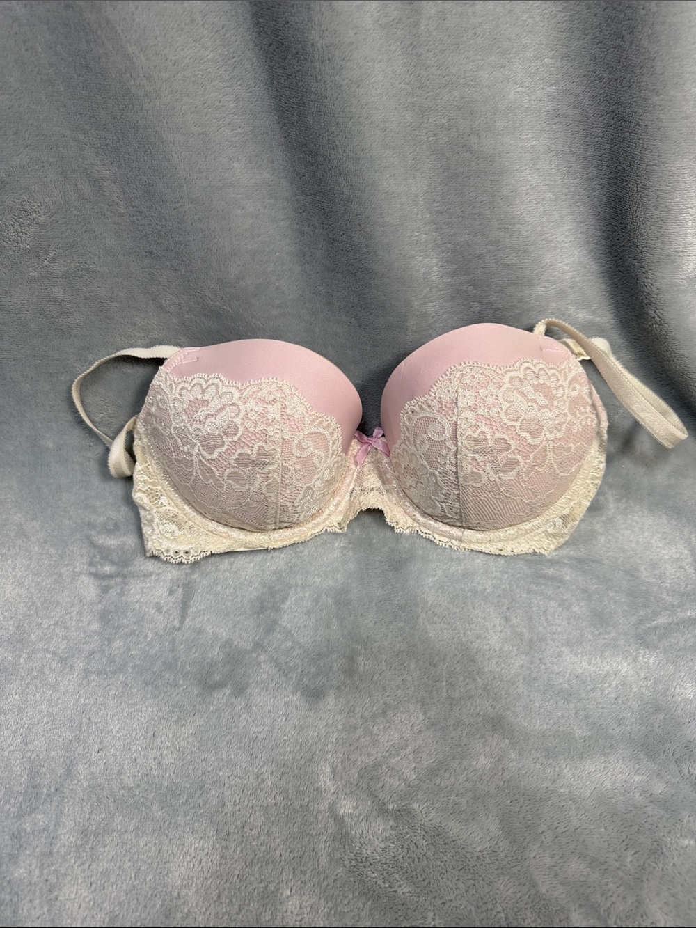 Victoria's Secret Pink and Cream Lace Strapless Bra